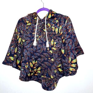 Sho Sho brand "The Hoodie Poncho in a Fleece"Coquette girl floral fleece poncho.